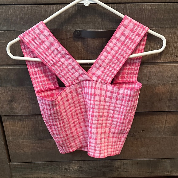 Listicle - Pink Plaid Crop Top - Picture 2 of 4